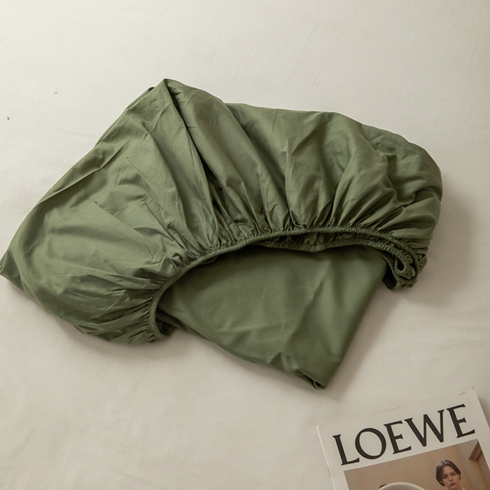 91家纺网 家纺一手货源 找家纺 寝柔 2024新款40S全棉斜纹13372纯棉纯色床笠单件席梦思床垫棕垫保护套 军绿