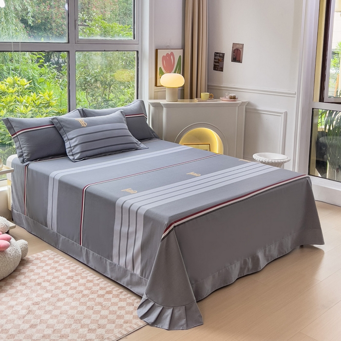 91家纺网 家纺一手货源 找家纺 江南春 2024新款春夏全棉加厚磨毛床单 汤伯丽-灰