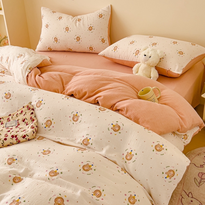 91家纺网 家纺一手货源 找家纺 （总）木楌  2025新款全棉A类皱皱纱印花四件套