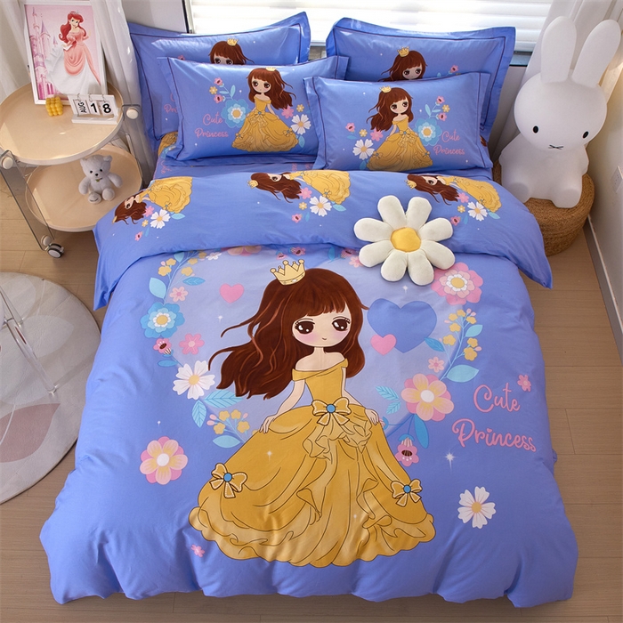 91家纺网 家纺一手货源 找家纺 曼秀琳家纺 2024新款活性全棉印花四件套 楚楚动人-紫