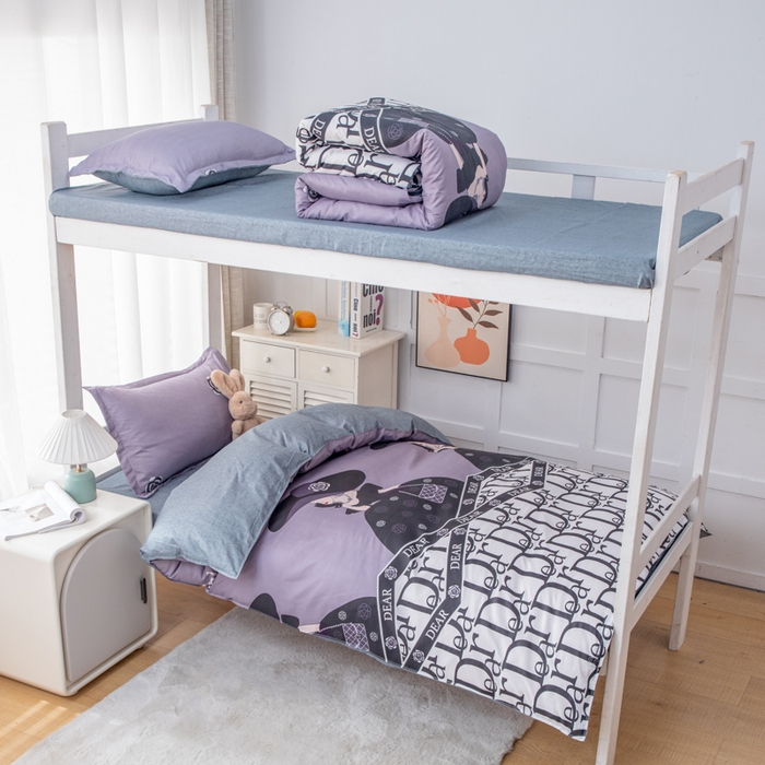 91家纺网 家纺一手货源 找家纺 乐居坊 2024新款亲肤棉 美棉 芦荟棉四件套 学生宿舍床（2月） 摩登女孩