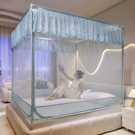 91家纺网 家纺一手货源 找家纺 （总）夏彩 2024新款加柔加密床笠加固式蕾丝坐床蚊帐-88585