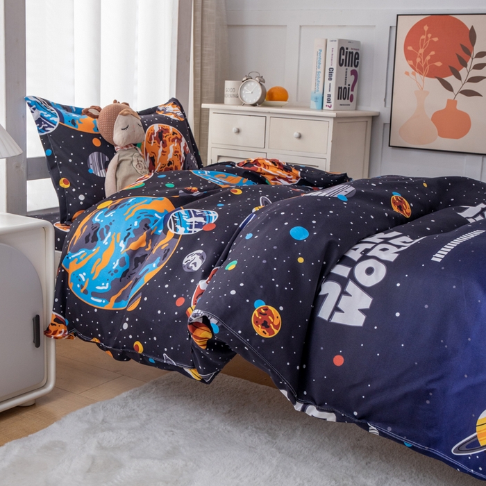 91家纺网 家纺一手货源 找家纺 乐居坊 2024新款亲肤棉 美棉 芦荟棉四件套 学生宿舍床（2月） 银河战队