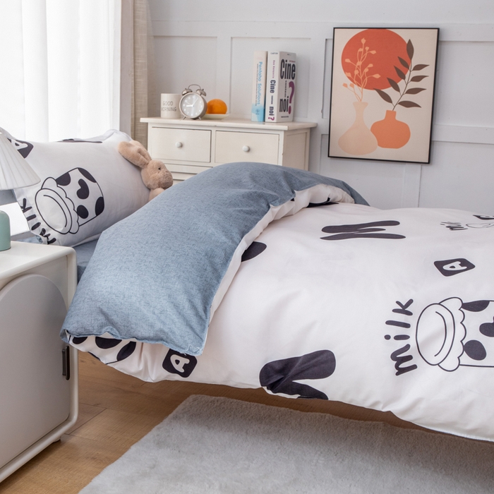 91家纺网 家纺一手货源 找家纺 乐居坊 2024新款亲肤棉 美棉 芦荟棉四件套 学生宿舍床（2月） 牛杯杯