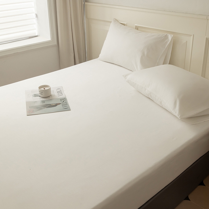 91家纺网 家纺一手货源 找家纺 寝柔 2024新款40S全棉斜纹13372纯棉纯色床笠单件席梦思床垫棕垫保护套 白色