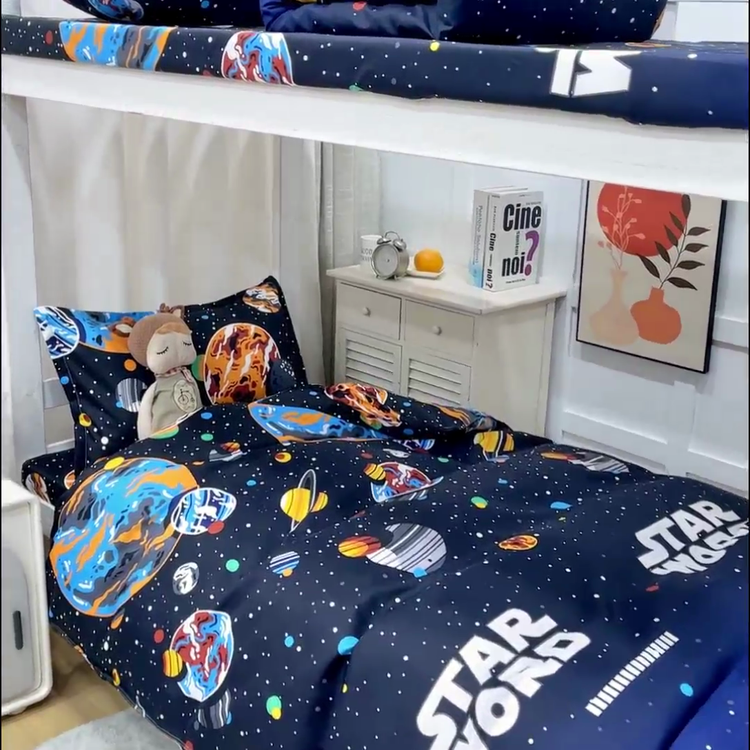 91家纺网 家纺一手货源 找家纺 乐居坊 2024新款亲肤棉 美棉 芦荟棉四件套 学生宿舍床（2月） 银河战队