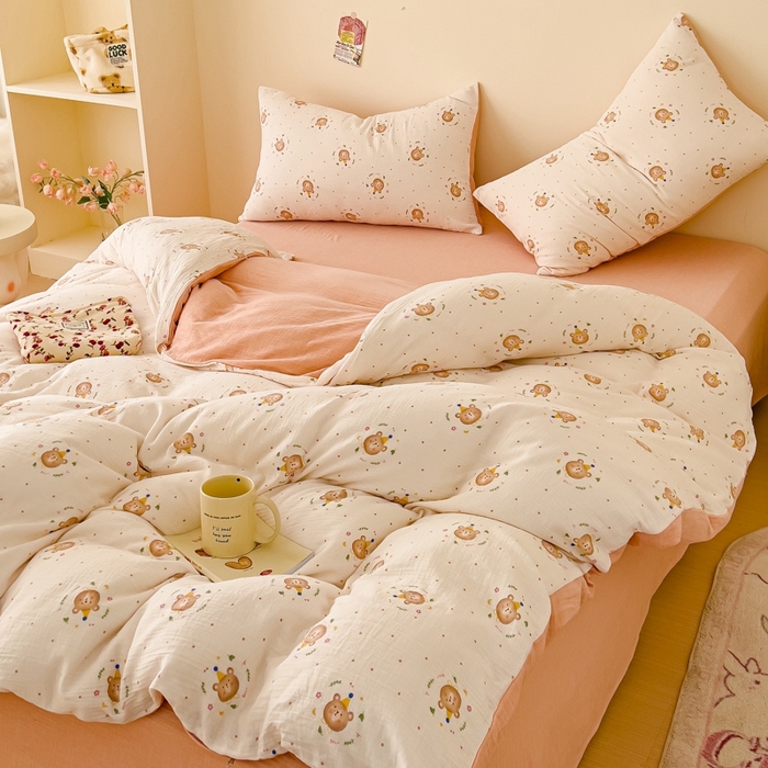 91家纺网 家纺一手货源 找家纺 （总）木楌  2025新款全棉A类皱皱纱印花四件套