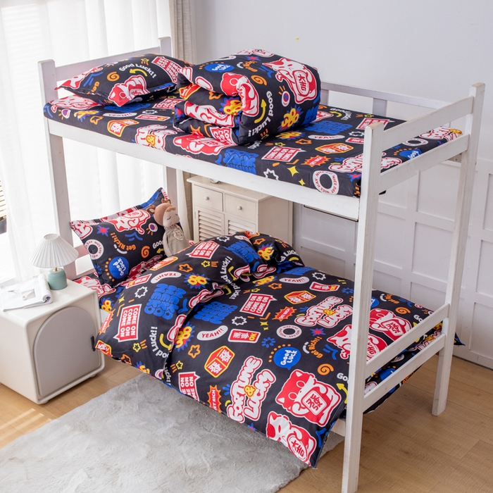 91家纺网 家纺一手货源 找家纺 乐居坊 2024新款亲肤棉 美棉 芦荟棉四件套 学生宿舍床（2月） 招财进宝