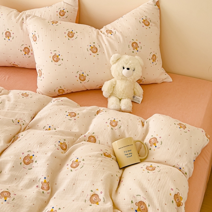 91家纺网 家纺一手货源 找家纺 （总）木楌  2025新款全棉A类皱皱纱印花四件套