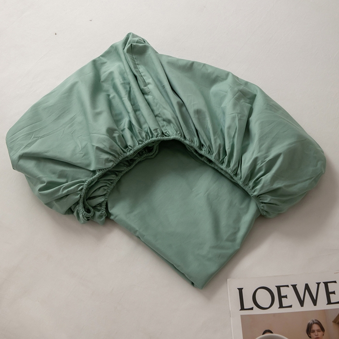 91家纺网 家纺一手货源 找家纺 寝柔 2024新款40S全棉斜纹13372纯棉纯色床笠单件席梦思床垫棕垫保护套 豆绿