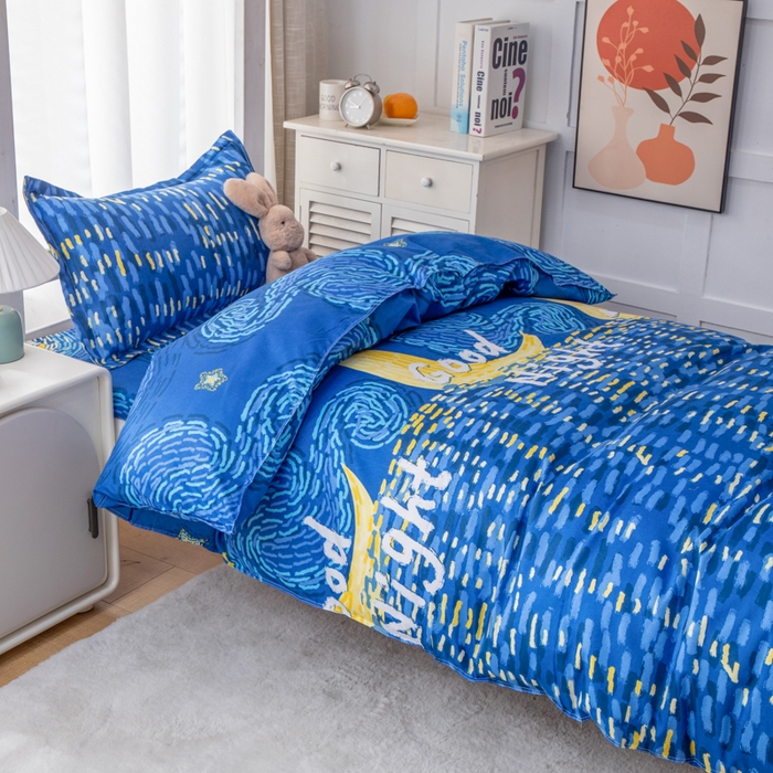 91家纺网 家纺一手货源 找家纺 乐居坊 2024新款亲肤棉 美棉 芦荟棉四件套 学生宿舍床（2月） 仰望星空