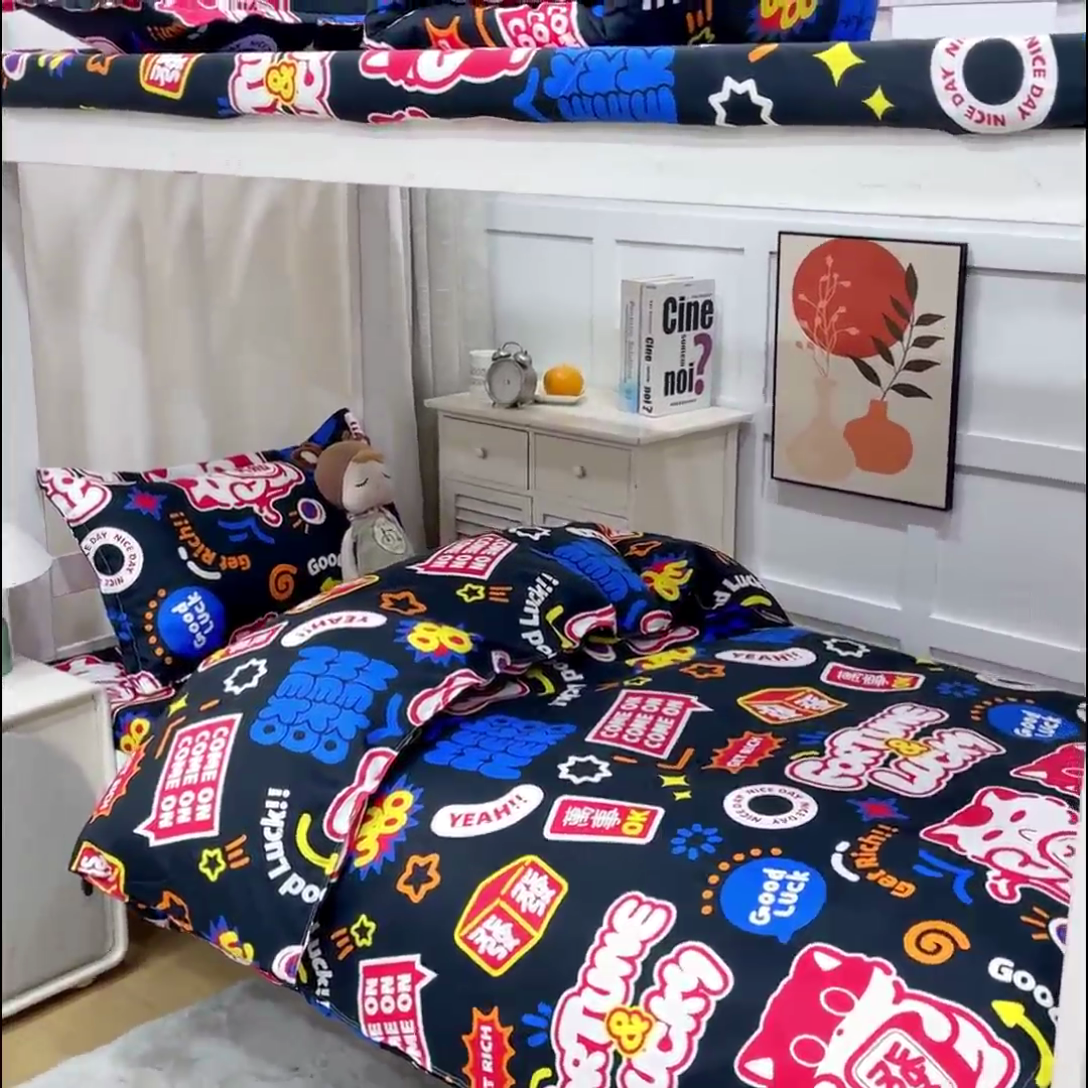 91家纺网 家纺一手货源 找家纺 乐居坊 2024新款亲肤棉 美棉 芦荟棉四件套 学生宿舍床（2月） 招财进宝