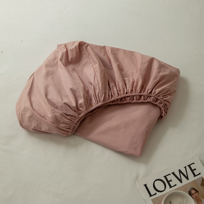 91家纺网 家纺一手货源 找家纺 寝柔 2024新款40S全棉斜纹13372纯棉纯色床笠单件席梦思床垫棕垫保护套 豆沙