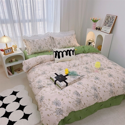 91家纺网 家纺一手货源 找家纺 （总）庭笙 新款丝带款臻品磨毛印花四件套