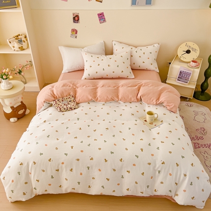 91家纺网 家纺一手货源 找家纺 （总）木楌  2025新款全棉A类皱皱纱印花四件套