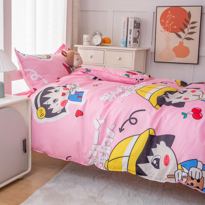 91家纺网 家纺一手货源 找家纺 乐居坊 2024新款亲肤棉 美棉 芦荟棉四件套 学生宿舍床（2月） 奶茶妹妹