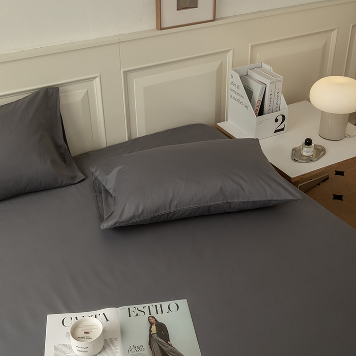 91家纺网 家纺一手货源 找家纺 寝柔 2024新款40S全棉斜纹13372纯棉纯色床笠单件席梦思床垫棕垫保护套 灰色