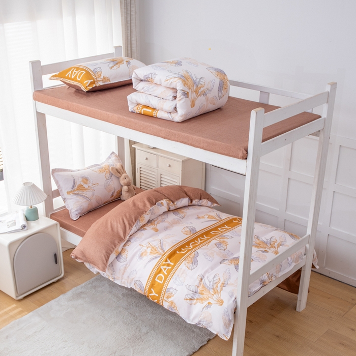 91家纺网 家纺一手货源 找家纺 乐居坊 2024新款亲肤棉 美棉 芦荟棉四件套 学生宿舍床（2月） 幸运叶