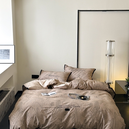 91家纺网 家纺一手货源 找家纺 初拾 2024新款100支数码印花小资气质款四件套—马吉 马吉—驼色