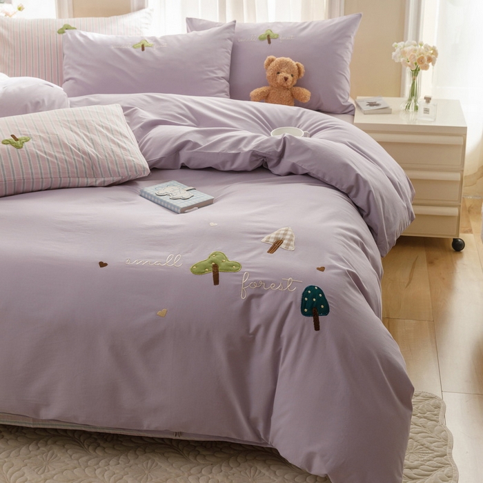 91家纺网 家纺一手货源 找家纺 （总）艾莱家纺 2024新款水洗棉加厚绣花四件套-眷恋