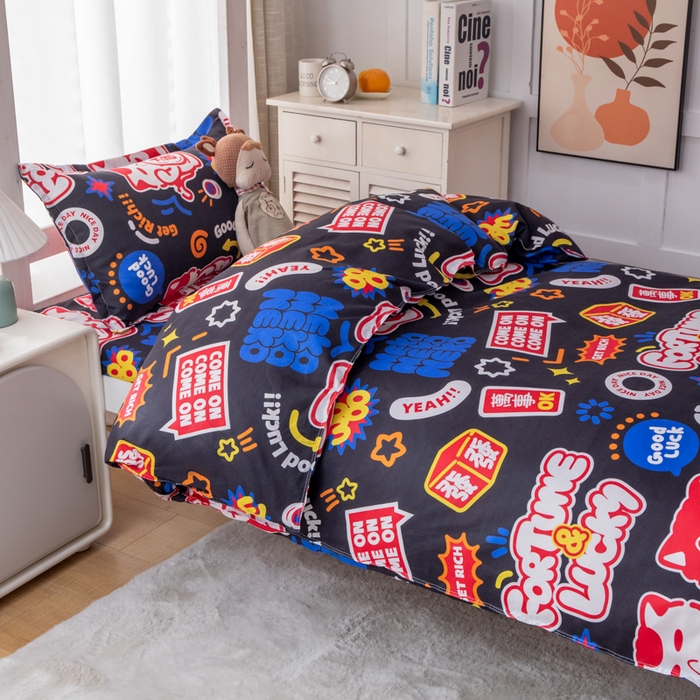 91家纺网 家纺一手货源 找家纺 乐居坊 2024新款亲肤棉 美棉 芦荟棉四件套 学生宿舍床（2月） 招财进宝