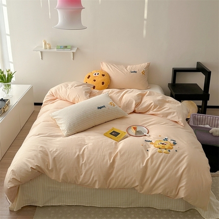 91家纺网 家纺一手货源 找家纺 （总）柚子YOUTH 2024新款全棉水洗棉条纹毛巾绣四件套