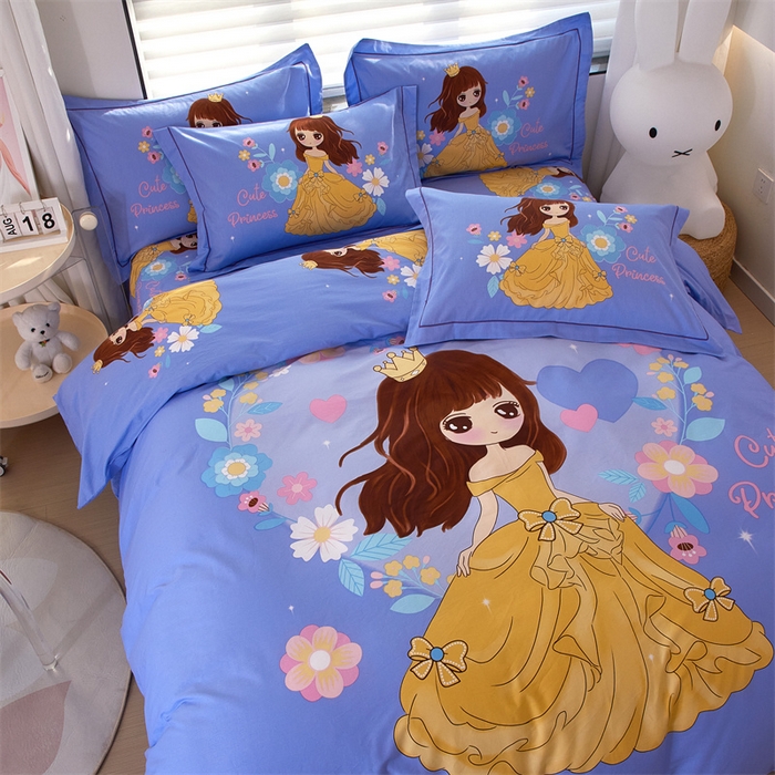 91家纺网 家纺一手货源 找家纺 曼秀琳家纺 2024新款活性全棉印花四件套 楚楚动人-紫