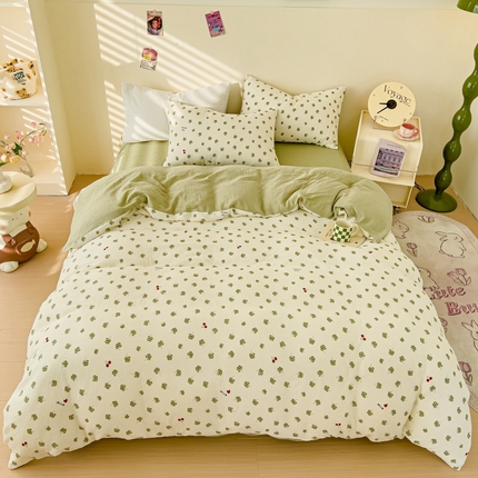 91家纺网 家纺一手货源 找家纺 （总）木楌  2025新款全棉A类皱皱纱印花四件套