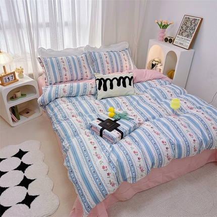 91家纺网 家纺一手货源 找家纺 （总）庭笙 新款丝带款臻品磨毛印花四件套