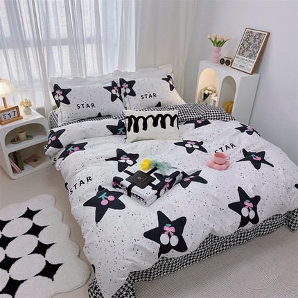 91家纺网 家纺一手货源 找家纺 （总）庭笙 新款丝带款臻品磨毛印花四件套