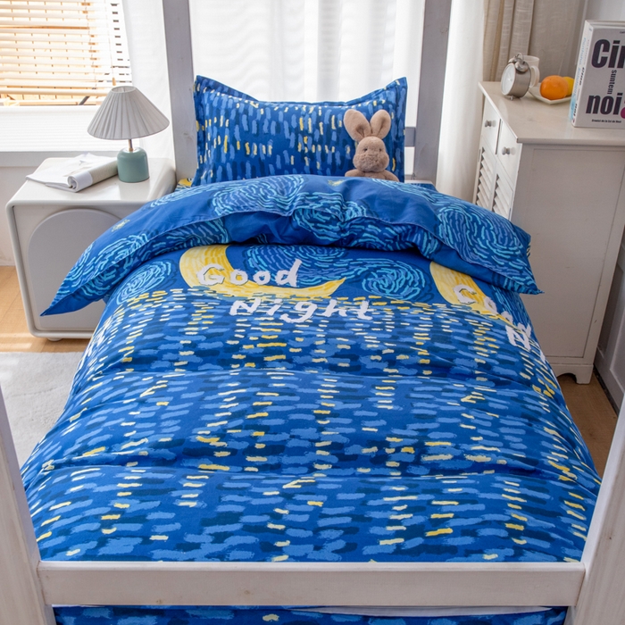 91家纺网 家纺一手货源 找家纺 乐居坊 2024新款亲肤棉 美棉 芦荟棉四件套 学生宿舍床（2月） 仰望星空