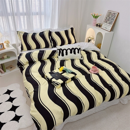 91家纺网 家纺一手货源 找家纺 （总）庭笙 新款丝带款臻品磨毛印花四件套