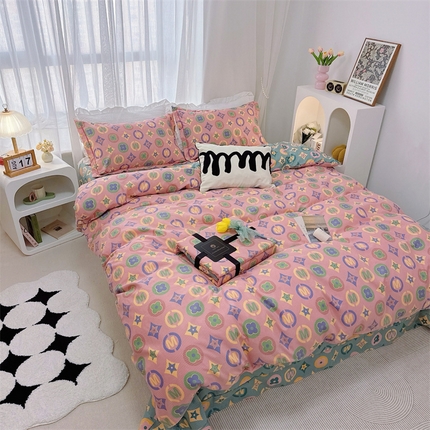 91家纺网 家纺一手货源 找家纺 （总）庭笙 新款丝带款臻品磨毛印花四件套