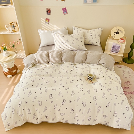 91家纺网 家纺一手货源 找家纺 （总）木楌  2025新款全棉A类皱皱纱印花四件套