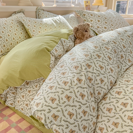 91家纺网 家纺一手货源 找家纺 （总）壹号库家纺 2024新款A类提花有氧泡泡绵四件套现货