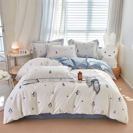 91家纺网 家纺一手货源 找家纺 曼秀琳家纺 2024新款活性全棉印花四件套 嗨皮-米