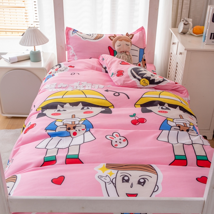 91家纺网 家纺一手货源 找家纺 乐居坊 2024新款亲肤棉 美棉 芦荟棉四件套 学生宿舍床（2月） 奶茶妹妹