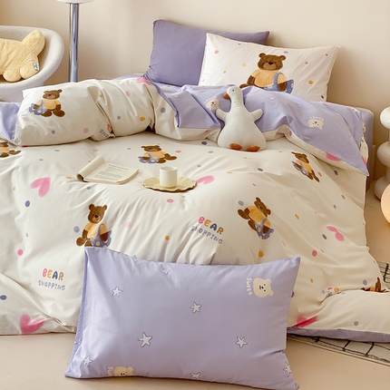 91家纺网 家纺一手货源 找家纺 （总）绫韵 2024春夏全棉混搭少女儿童卡通纯棉三件套四件套