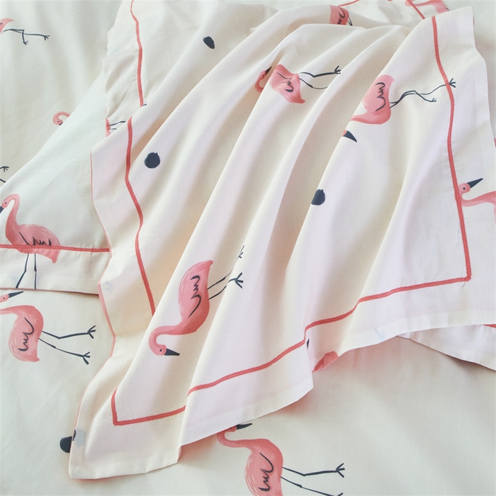 91家纺网 家纺一手货源 找家纺 曼秀琳家纺 2024新款活性全棉印花四件套 火烈鸟-米