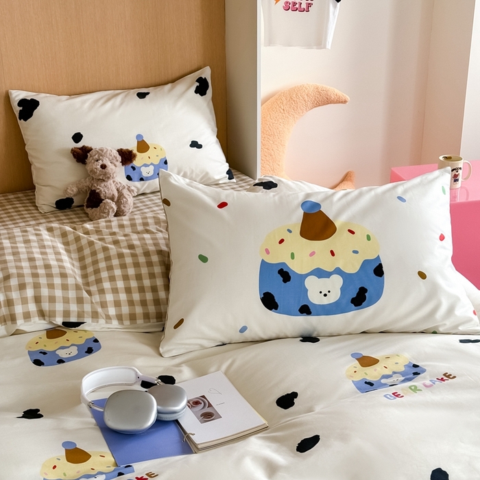 91家纺网 家纺一手货源 找家纺 时年 2024新款全棉数码大版趣味系列四件套 奶油蛋糕