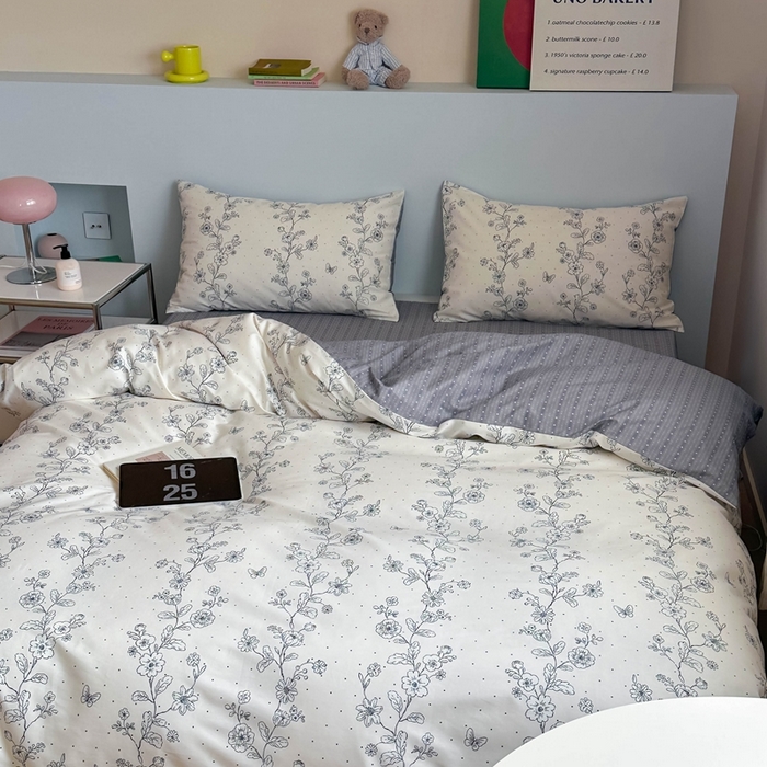 91家纺网 家纺一手货源 找家纺 时年 2024新款全棉数码大版趣味系列四件套 花满溢-米