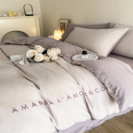 91家纺网 家纺一手货源 找家纺 （总）布可 2025秋冬新款云朵绒轻奢刺绣四件套-慕斯