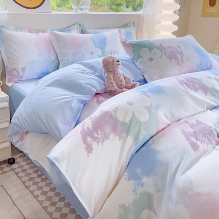 91家纺网 家纺一手货源 找家纺 布可家纺 2025新款水洗磨毛印花四件套（提供买家秀） 晕染马卡龙