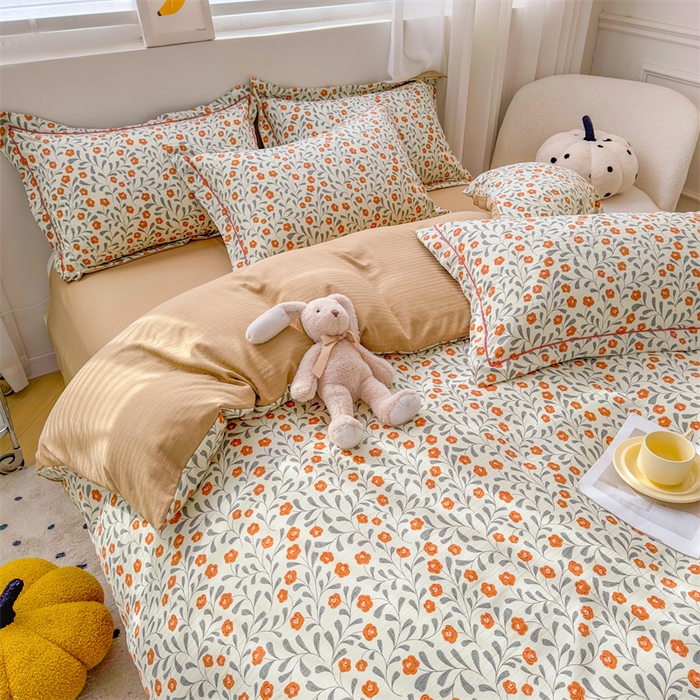 91家纺网 家纺一手货源 找家纺 雅慕家居 2024新款A类臻棉提花清新风四件套柔软亲肤 似锦