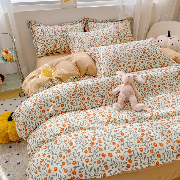 91家纺网 家纺一手货源 找家纺 雅慕家居 2024新款A类臻棉提花清新风四件套柔软亲肤 似锦