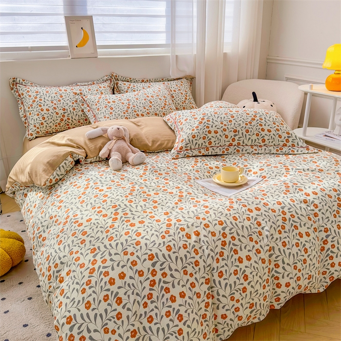 91家纺网 家纺一手货源 找家纺 雅慕家居 2024新款A类臻棉提花清新风四件套柔软亲肤 似锦