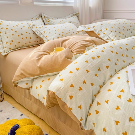 91家纺网 家纺一手货源 找家纺 （总）雅慕家居 2024新款直播A类臻棉提花清新风四件套柔软亲肤