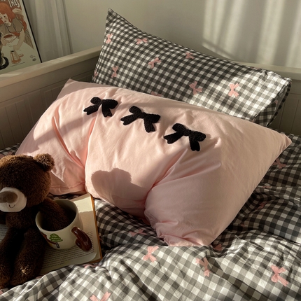 91家纺网 家纺一手货源 找家纺 （总）桃子家居 2024新款A类纯棉水洗棉毛巾绣蝴蝶结少女系列单枕套