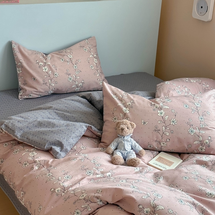 91家纺网 家纺一手货源 找家纺 时年 2024新款全棉数码大版趣味系列四件套 花满溢-紫（枕套为非大版）