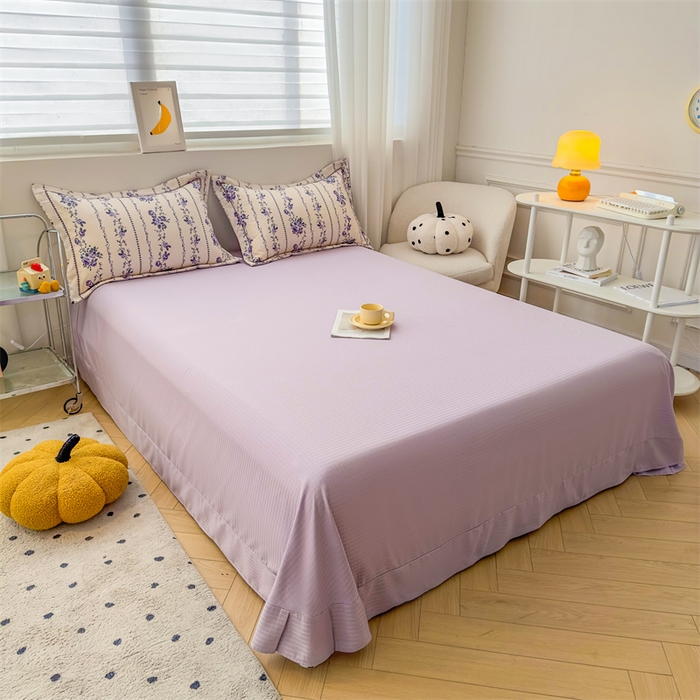 91家纺网 家纺一手货源 找家纺 雅慕家居 2024新款A类臻棉提花清新风四件套柔软亲肤 紫藤